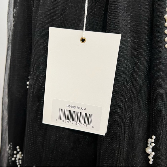 MAC Duggal Black Off The Shoulder Pearl Embellished Tulle Cocktail Dress Reemoly - Picture 14 of 17